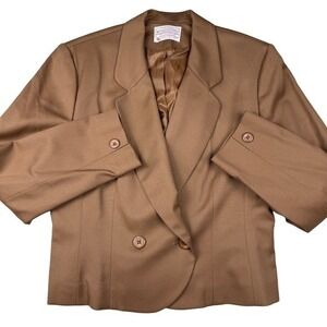 Pendleton Vintage Blazer Jacket Women Petite 8 Brown Wool Double Breasted Career